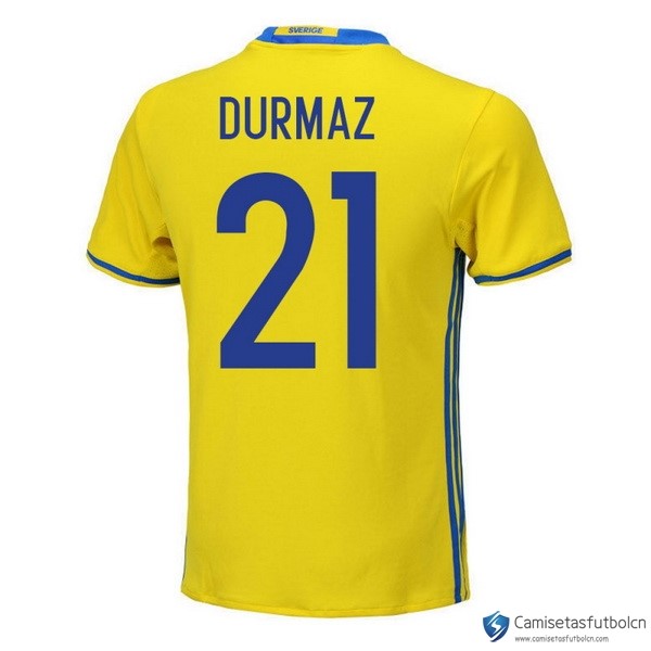 Camiseta Seleccion Sweden Primera equipo Durmaz 2018 Amarillo